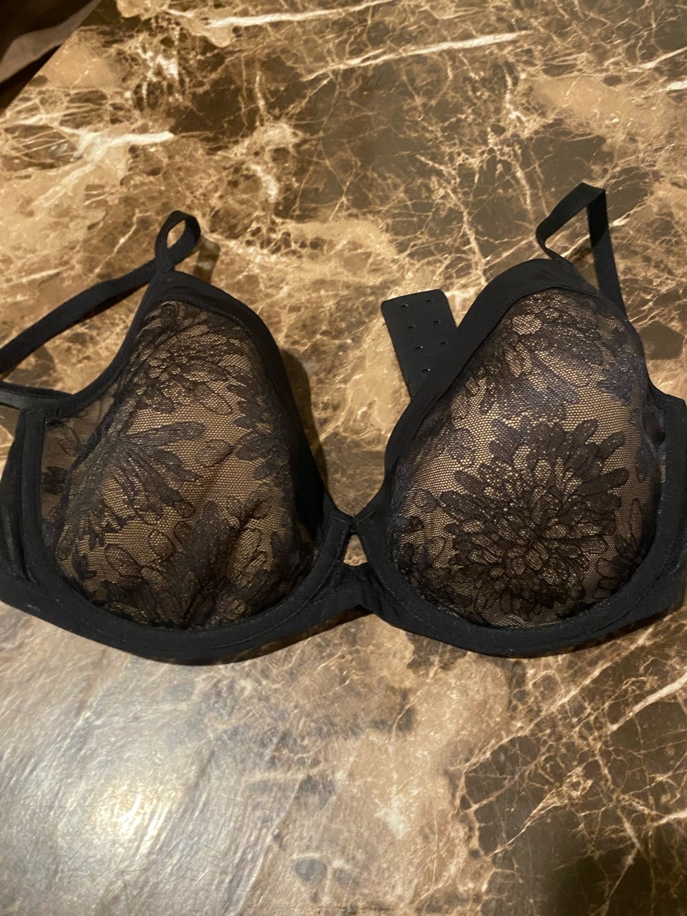 Soma lightest Lift Perfect Coverage Black Floral Lace Underwire Bra 32DD NWOT